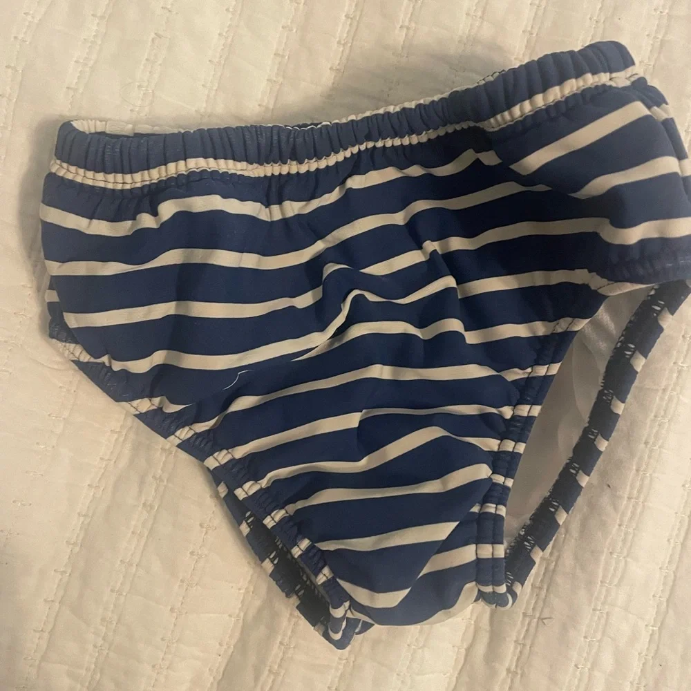 Baby Boden Blue and White Striped Kids Swim Diaper